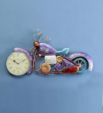 Metal Hand Painted Bike Wall Clock